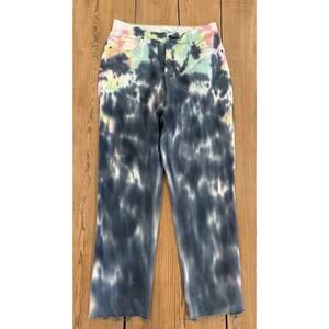 Women's PacSun High Rise Straight Tie Dye Jeans Ankle Cropped 28 Gray Pink Green
